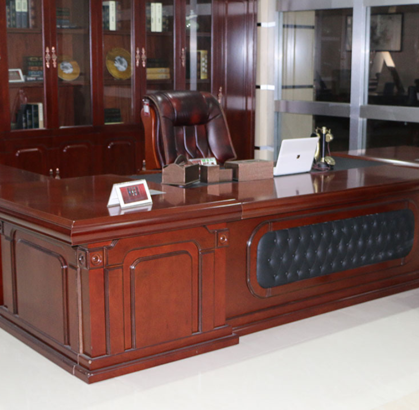 佛山中式老板桌廠家直銷 實(shí)木大班桌 實(shí)木皮封邊辦公家具 商業(yè)辦公桌可定制