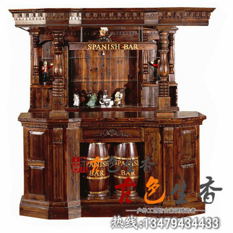 復(fù)古酒吧臺供應(yīng) 實(shí)木吧臺碳化木酒吧臺 歐式風(fēng)格酒莊吧臺