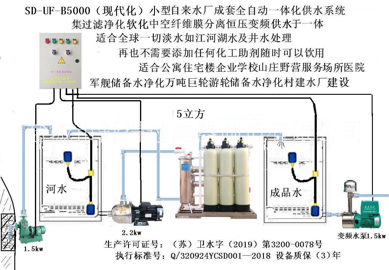 新型現(xiàn)代化農(nóng)村水廠河水江水全自動(dòng)處理設(shè)備生產(chǎn)線 SD-UF-B5000型凈水機(jī)