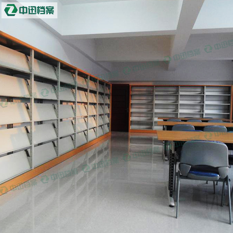 學(xué)校圖書館書架鐵皮檔案架單雙面閱覽架讀書架置物架資料架子