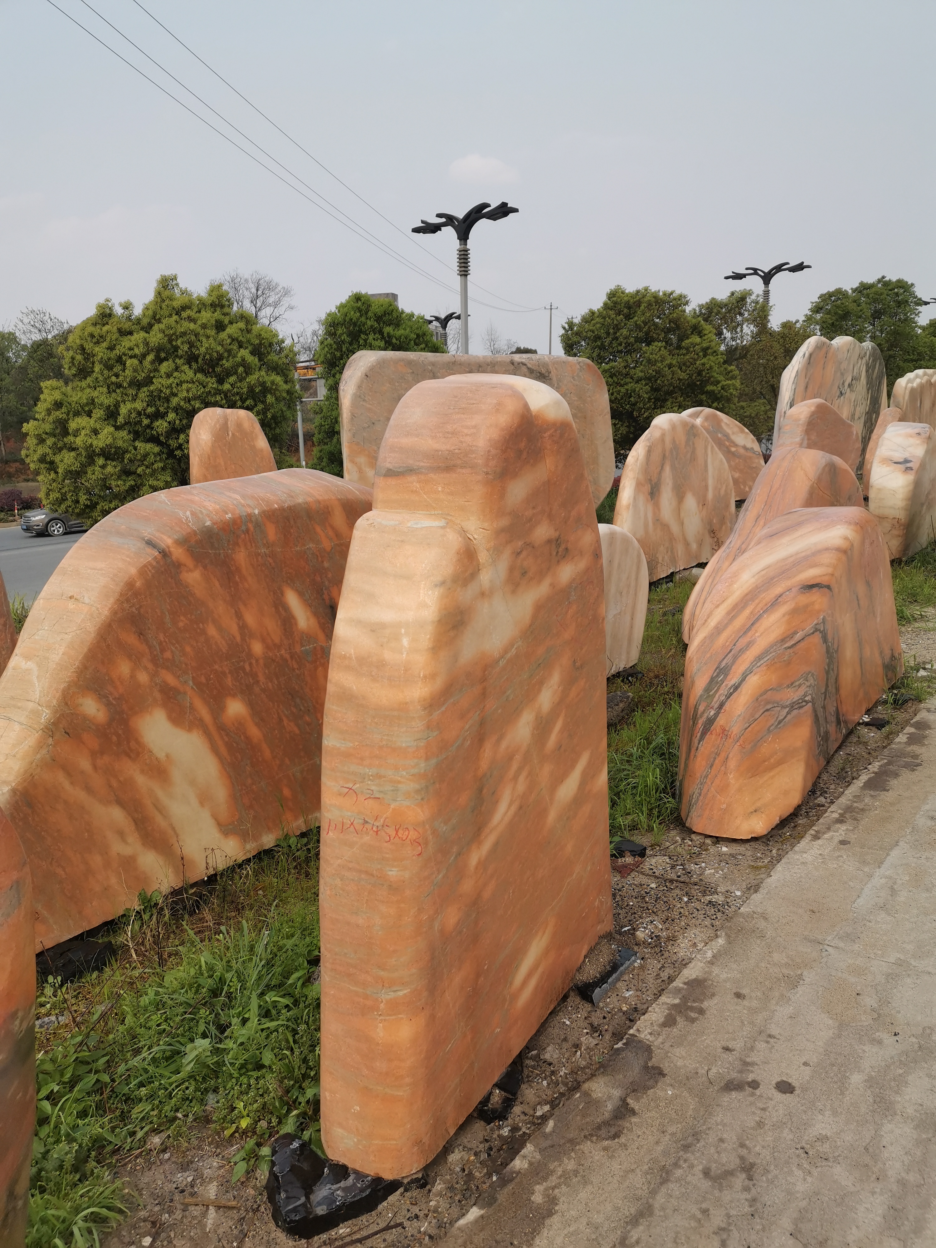 刻字晚霞紅景觀石 江西晚霞紅景觀石 晚霞紅村牌石