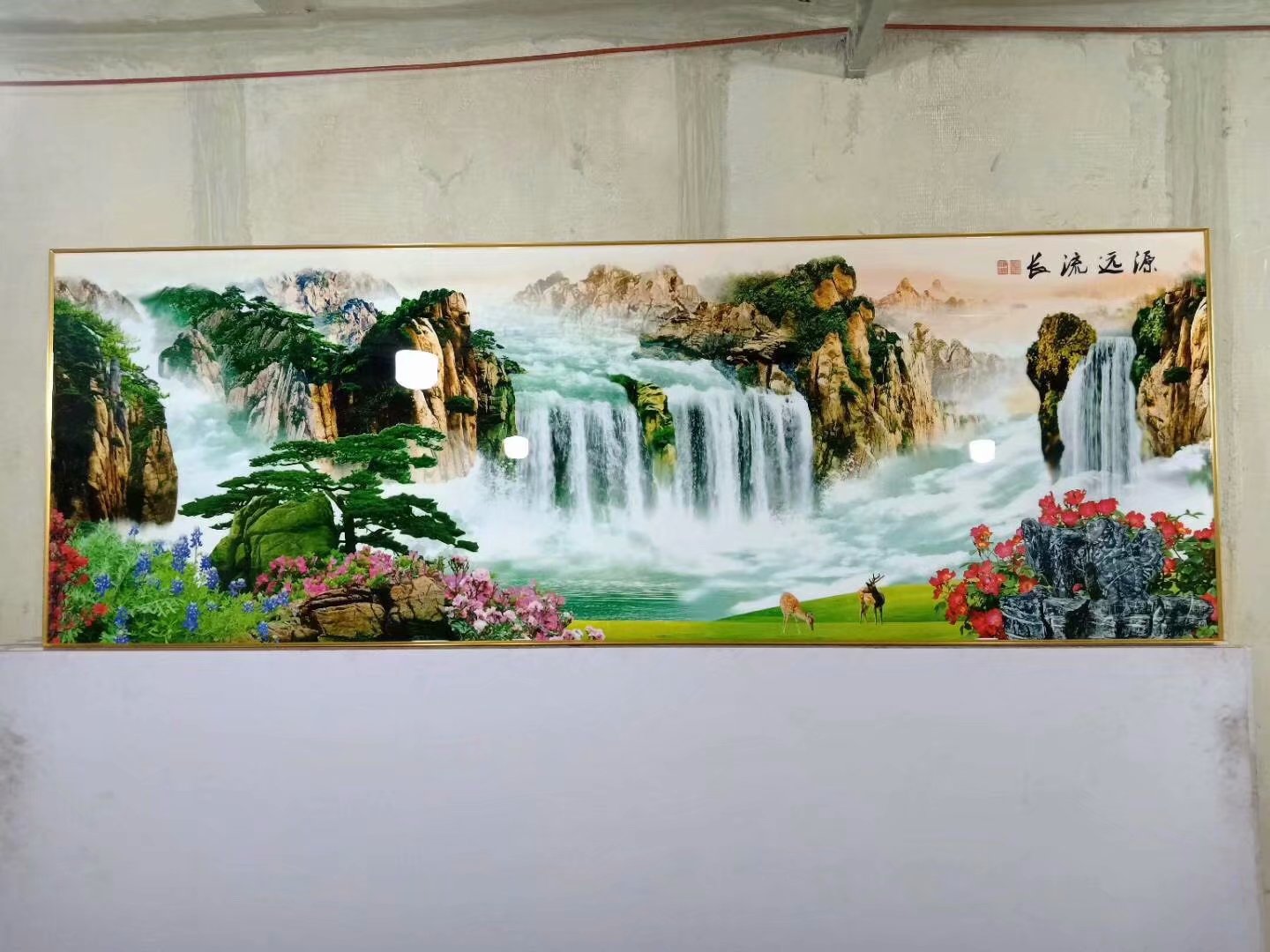 山水畫(huà)國(guó)畫(huà)，晶瓷畫(huà)，實(shí)木有框畫(huà)