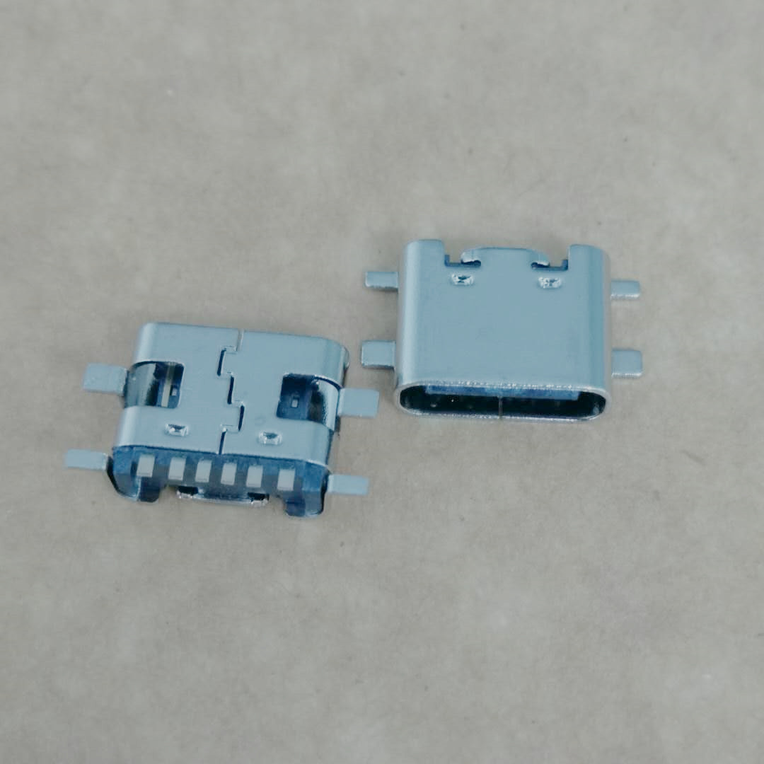 TYPE-C 3.1 6PIN板上四腳全貼母座 四腳貼片 全貼式SMT 短體L=6.8