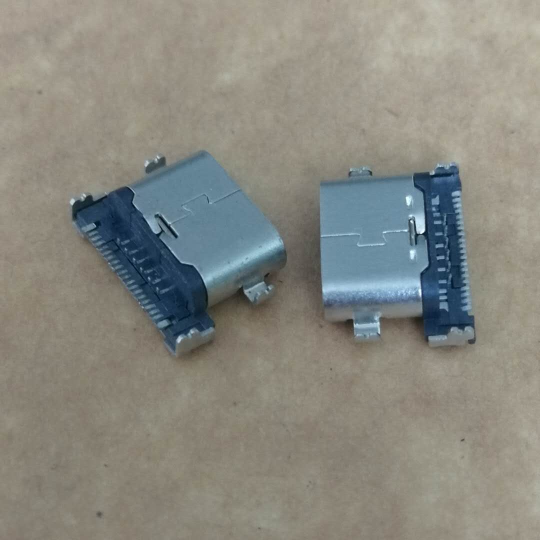 TYPE-C 3.1母座 超短體7.95 沉板破板式 6P插板+18P貼片 前插后貼