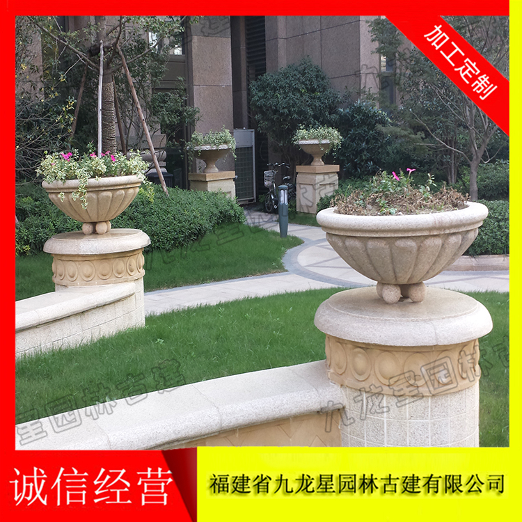 花崗巖花缽花盆 花缽雕塑廠家 支持定做