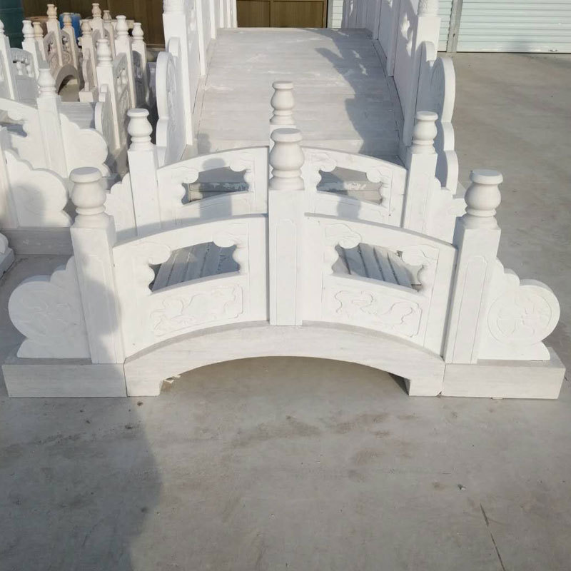 漢白玉小橋石雕護欄石橋庭院流水石頭石拱橋 漢白玉小橋石雕石橋