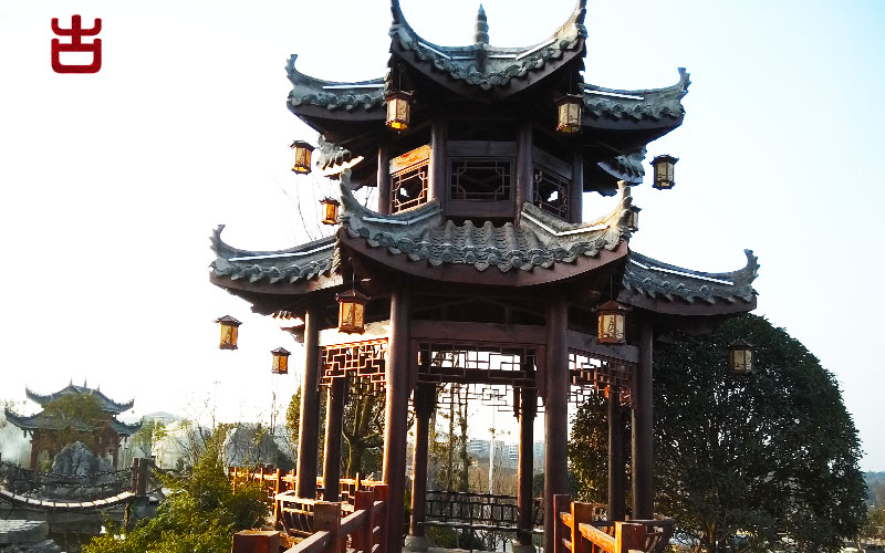 瀘州仿古亭子制作廠家 瀘州小青瓦實木亭子制作廠家