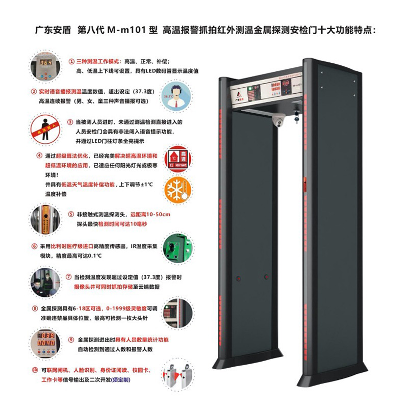 湖北供應(yīng)自動(dòng)人體紅外線測(cè)溫安檢門 精準(zhǔn)探頭通過(guò)式體溫檢測(cè)門可定制 【廣東安盾安檢排爆裝備集團(tuán)有限公司武漢分部】