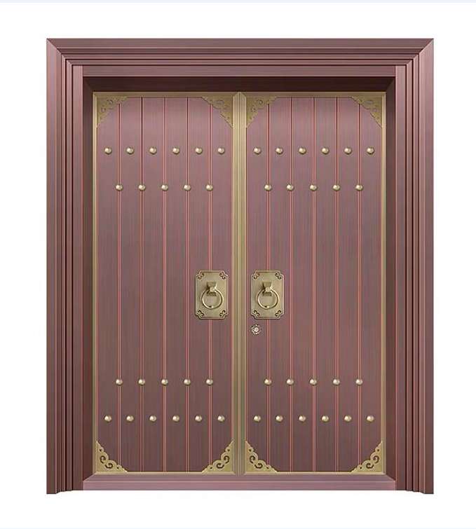 河南新中式銅門定做 東皇銅門廠 新中式院子銅門 別墅銅門 紫銅大門