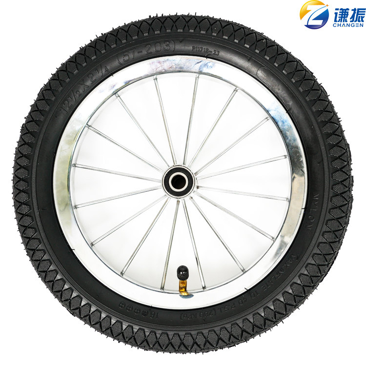 12x2.125橡膠充氣輻條輪 焊輪 兒童平衡車輪 獨輪手推車輪子 支持定制 輻條焊輪輪