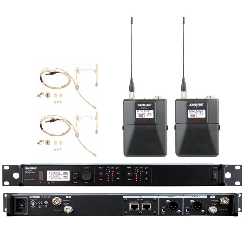 ULXD14D/WBH53Shure 舒爾一拖二頭戴無線話筒 雙通道無線頭戴麥克風