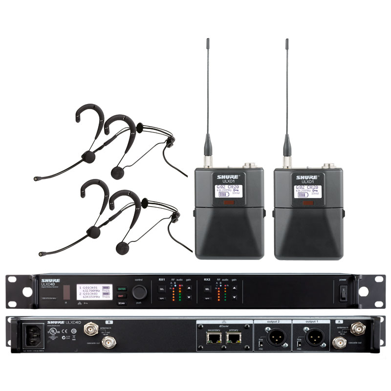 ULXD14D/WBH53Shure 舒爾一拖二頭戴無線話筒 雙通道無線頭戴麥克風