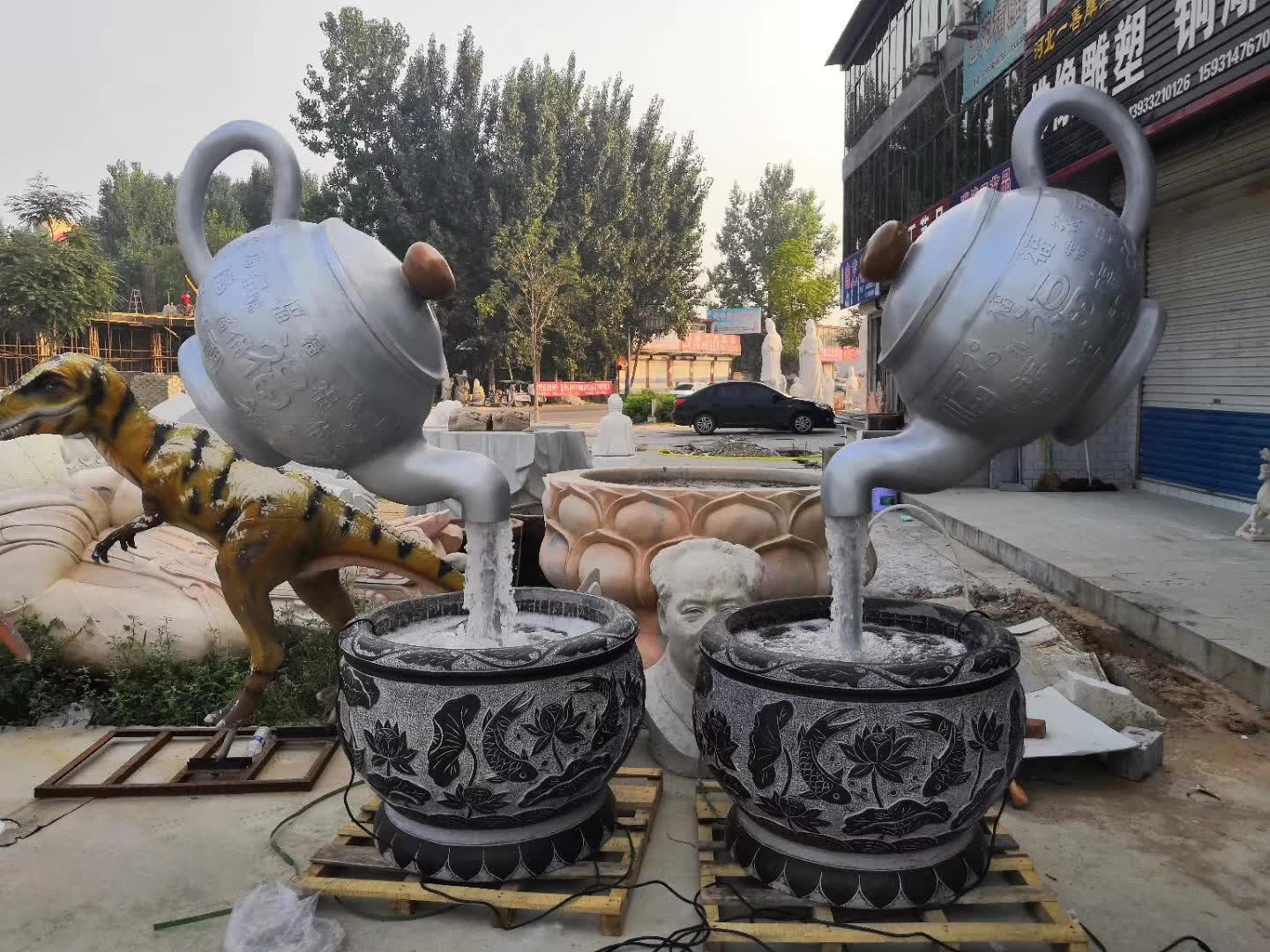 不銹鋼茶壺噴泉雕塑