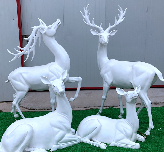 玻璃鋼白色鹿仿真 小鹿公園草地 擺放花鹿可改色