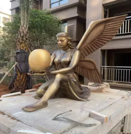 玻璃鋼天使雕像  賀州工程雕塑 玻璃鋼仿銅人物雕塑