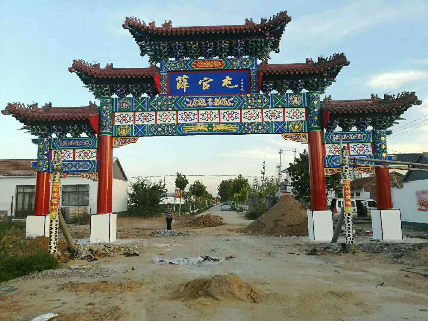 古建亭子施工 古建牌樓牌坊 水泥彩繪仿古牌樓 仿古建筑修繕修葺