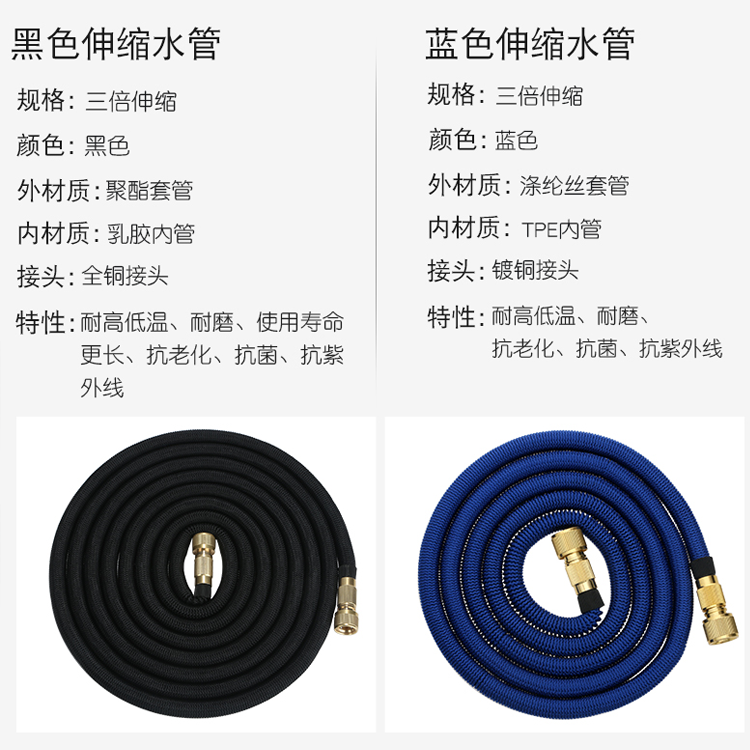 2.5米 5米7.5米 9米黑色魔術(shù)水管 洗車刷車 家庭清洗澆花澆菜