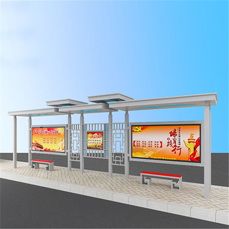 江蘇新境界公交車站臺批發(fā) 候車亭廠家 太陽能滾動(dòng)燈箱 仿古候車廳價(jià)格