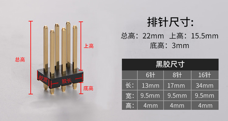 4.2間距雙排針電動車控制器*排針 6P 8P 16P