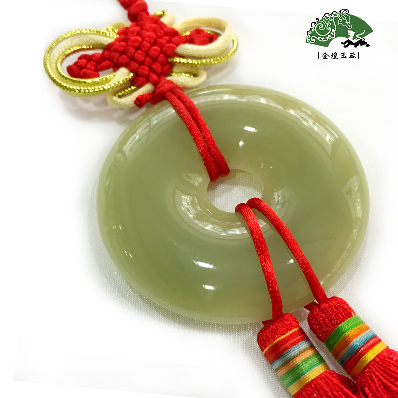 玉石平安扣汽車掛件工藝品編織中國(guó)結(jié) 玉雕掛件玉器批發(fā) 出入平安