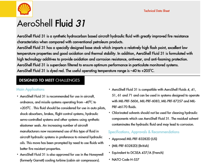 殼牌 Fluid 31航空液壓油