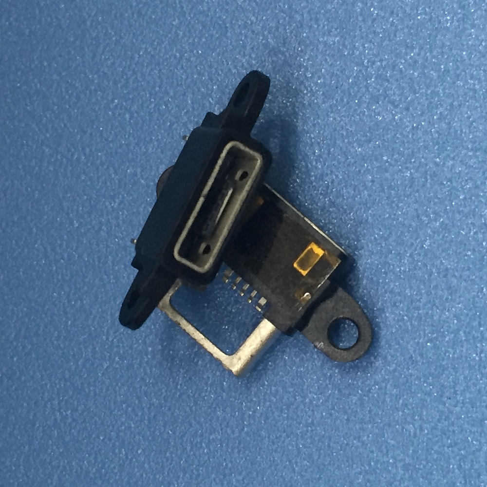 MICRO USB 5PIN AB型防水母座帶支架四腳插板帶雙耳螺絲定位孔  MICRO 5PIN