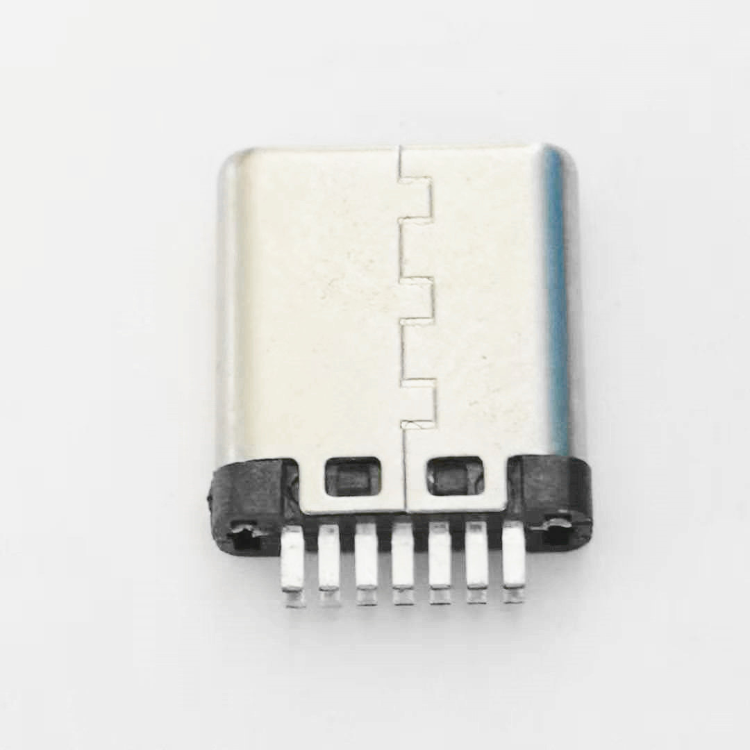 TYPE-C 3.1夾板公頭 雙排14PIN 夾板0.8mm 鉚壓 鍍鎳 黑膠
