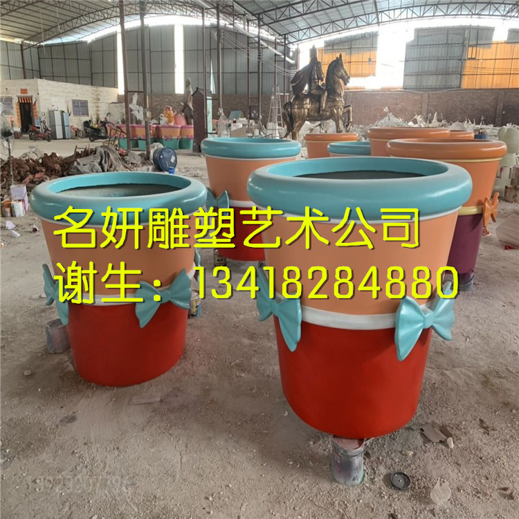 公園園林景觀樹脂纖維花盆造型玻璃鋼花瓶雕塑