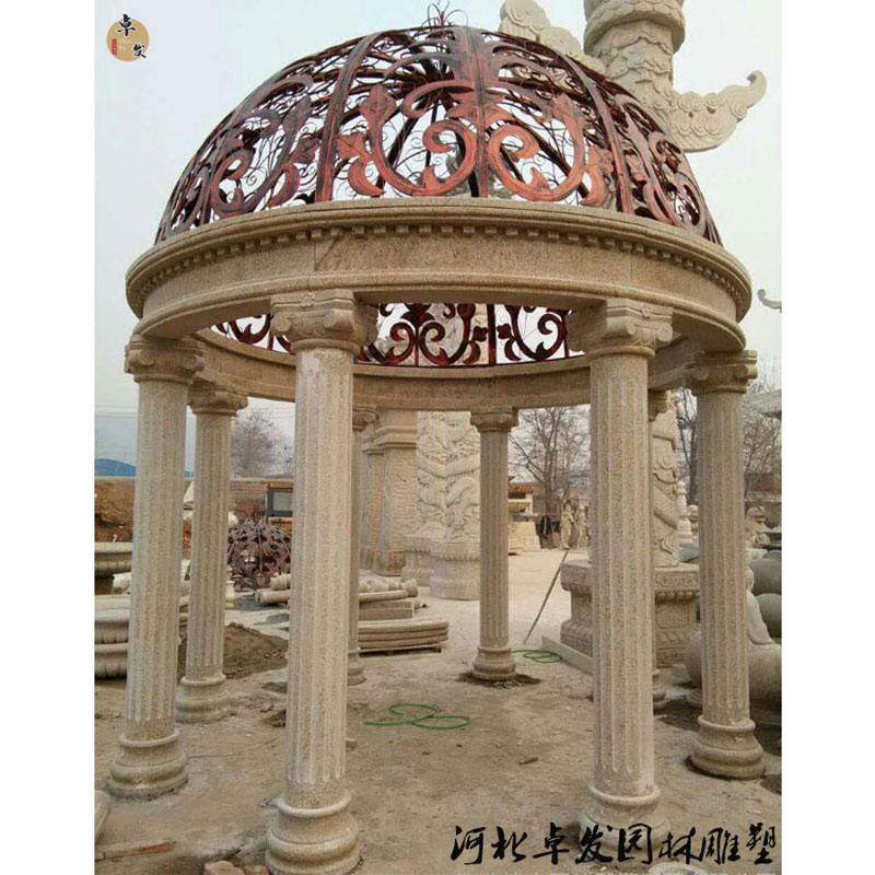 供應石雕涼亭  中式仿古石涼亭雕塑  木雕涼亭花架廠家  卓發(fā)雕塑 大理石雙層石雕涼亭