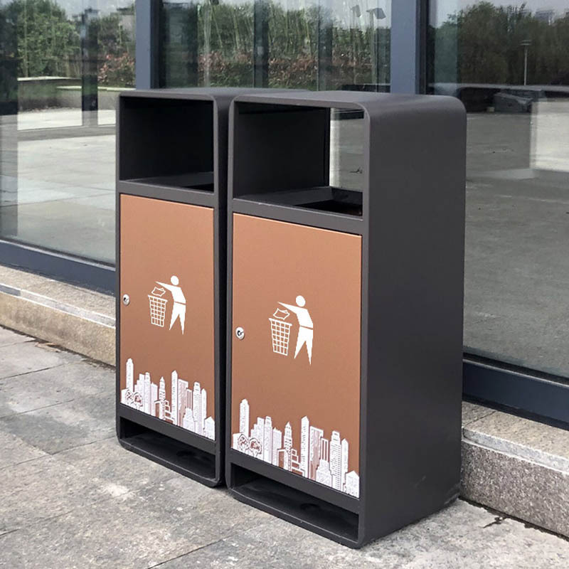 戶外鍍鋅板垃圾桶雙分類商場(chǎng)公園小區(qū)環(huán)衛(wèi)分類果皮箱廠家定制