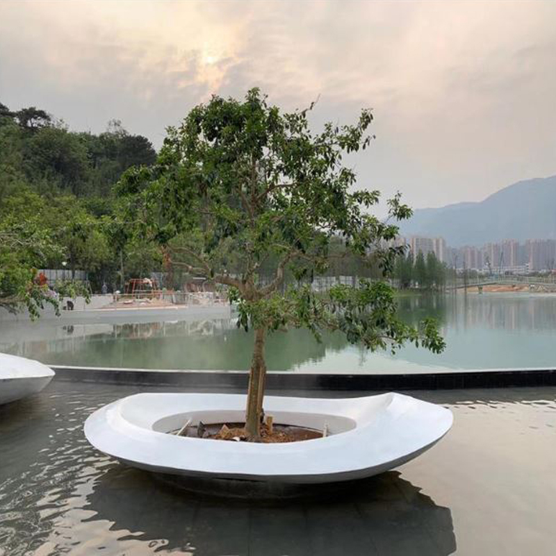 戶外休閑樹池坐凳雕塑 定制玻璃鋼廠家簡約座椅擺件 景觀雕塑定制