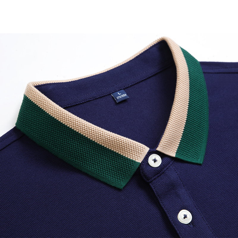 ML22156  絲光珠花大綠條領POLO衫20212辦公室文化衫定制logo印刷服裝供應商批發(fā)