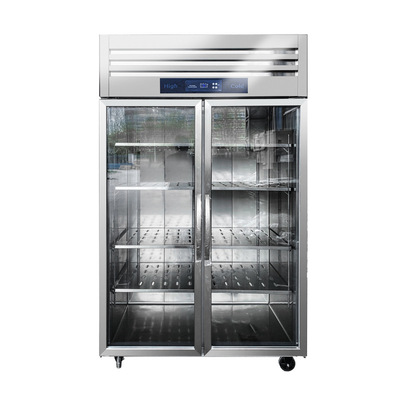 出口冷藏展示柜雙三玻璃門冰柜不銹鋼展示柜蔬菜立式展示柜