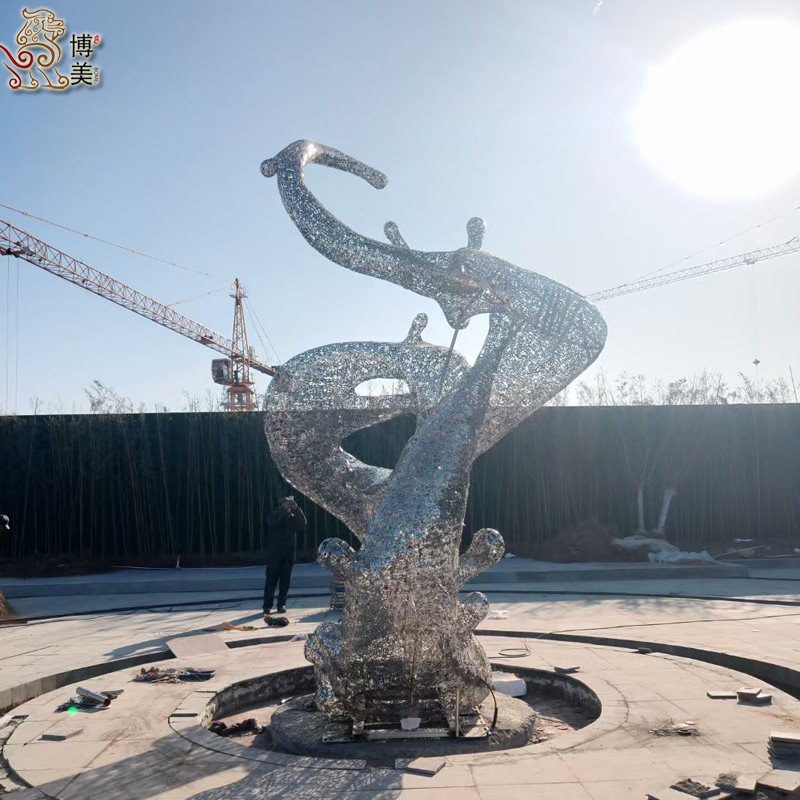 不銹鋼鏤空浪花雕塑 定制戶外金屬造型標志 景觀不銹鋼異型雕塑