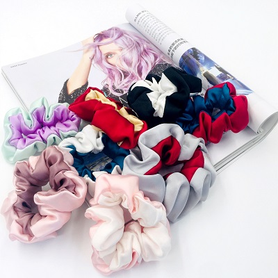 真絲雙拼色發(fā)圈 兩種顏色絢麗搭配