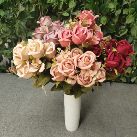 天津仿真花假花玫瑰定做 仿真花批發(fā)