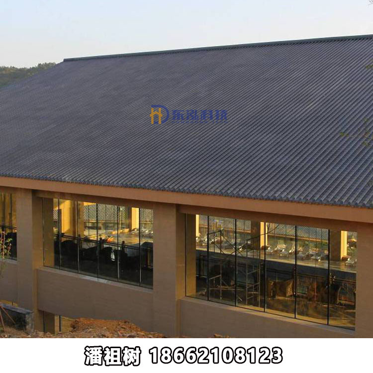 720型仿古連體瓦  0.8mm厚金屬玻璃瓦 仿古金屬瓦 古建屋面鋁鎂錳合金仿古瓦