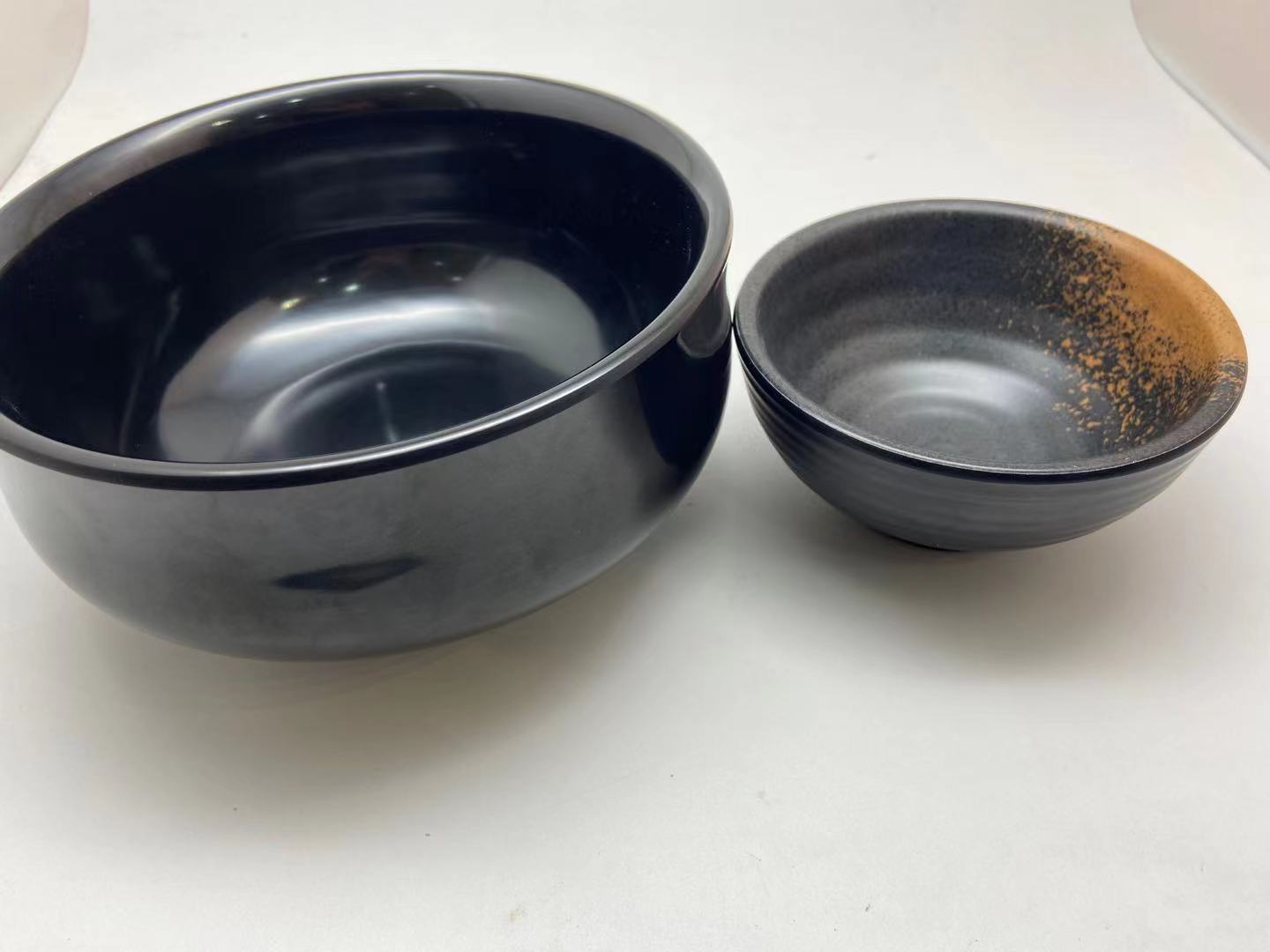 壹粵哥哥黑色加厚耐摔拉面碗，創(chuàng)意密胺餐具湯碗套裝
