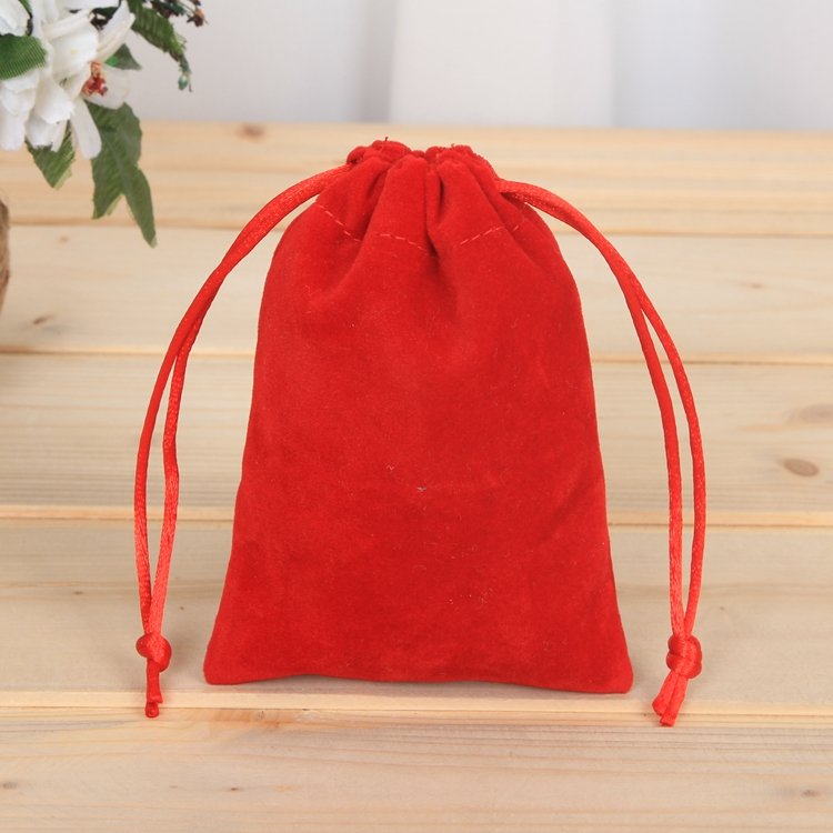 創(chuàng)意銀飾絨布袋子 通用首飾飾品植絨布袋 紅色絨布小束口收納袋定制