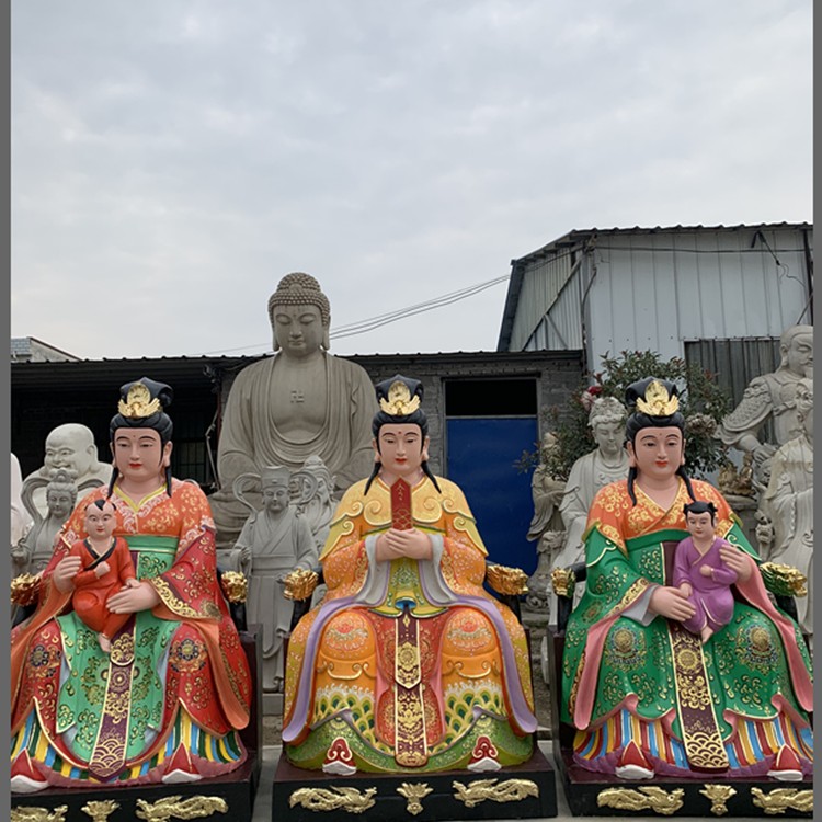 山東眼光奶奶神像 三霄娘娘佛像圖片 送子三位奶奶神像雕塑