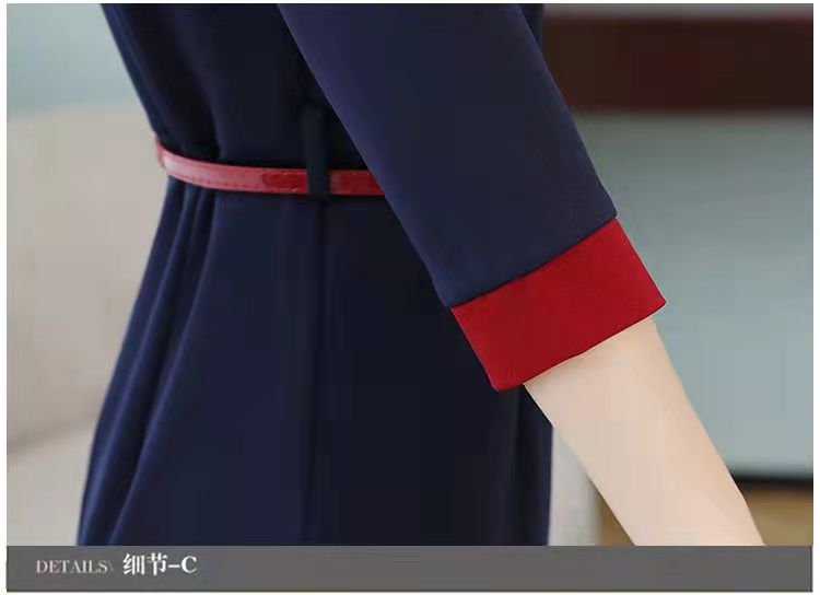 氣質(zhì)女神范韓版時尚修身顯瘦2020夏季拼色空姐美容院職業(yè)裝連衣裙