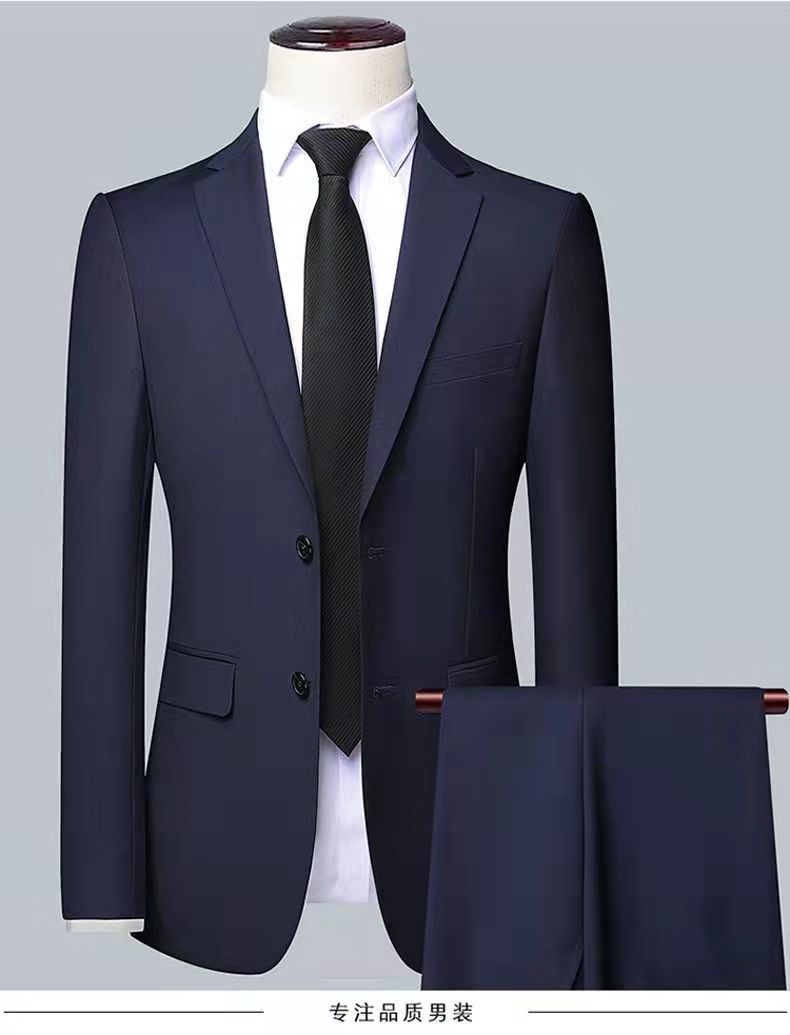 訂做西服套裝男士修身商務(wù)職業(yè)上班正裝灰色羊毛西裝新郎結(jié)婚禮服