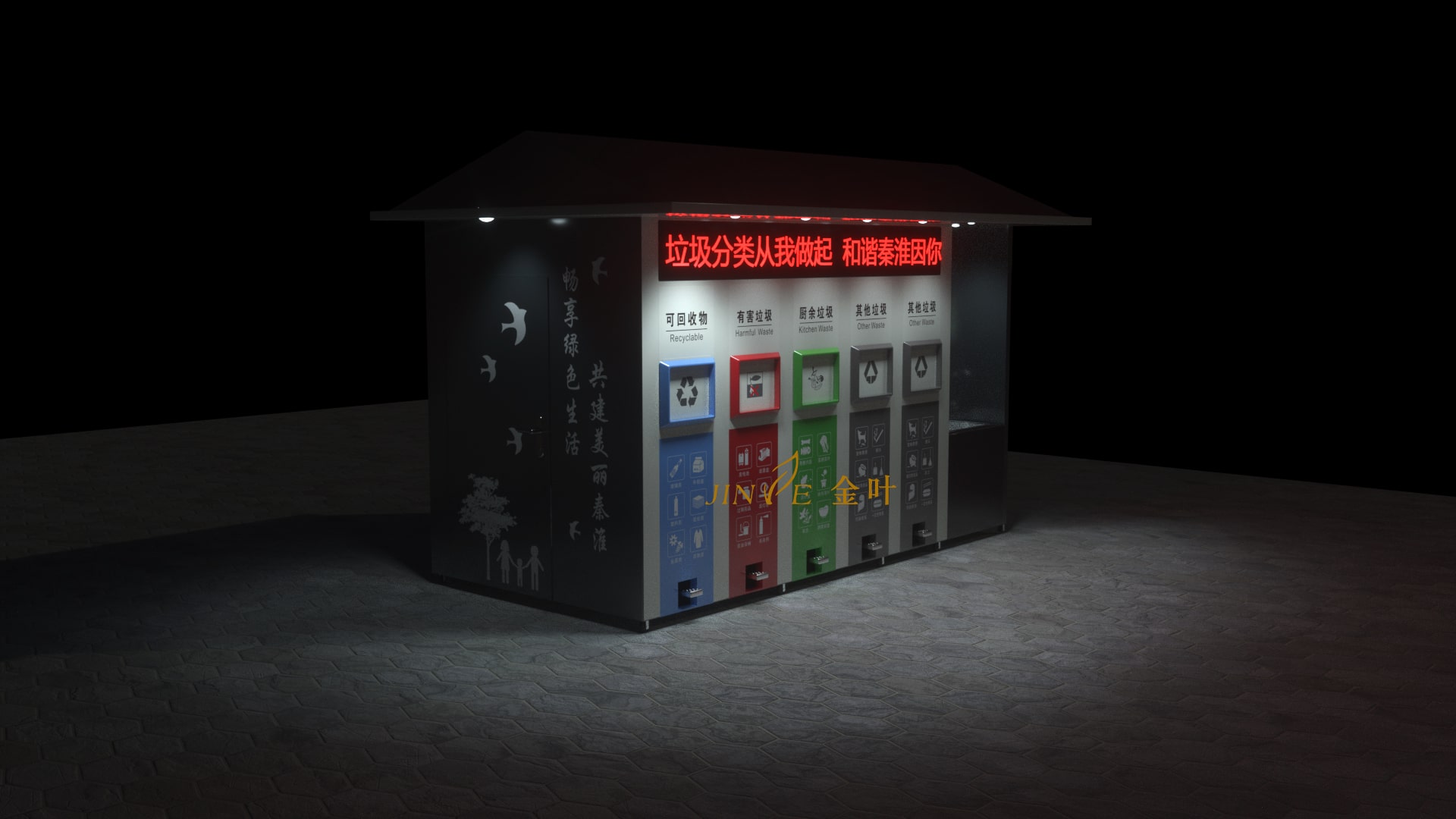 社區(qū)小區(qū)戶外大型公共垃圾房屋腳踏垃圾箱智能垃圾站智能大垃圾桶 智能大垃圾房
