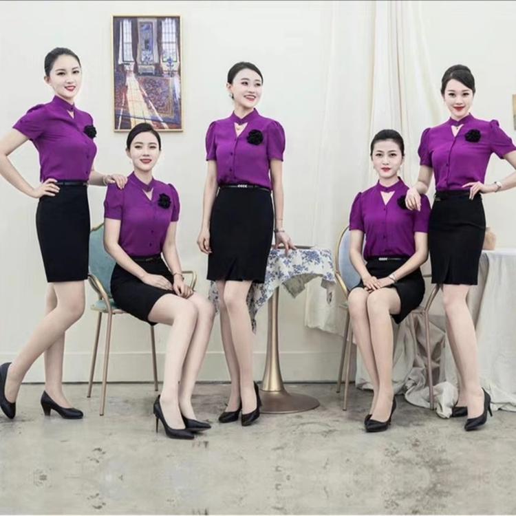 職業(yè)裝套裝新款氣質(zhì)修身珠寶店工裝  酒店前臺(tái)工作服長(zhǎng)袖襯衫女