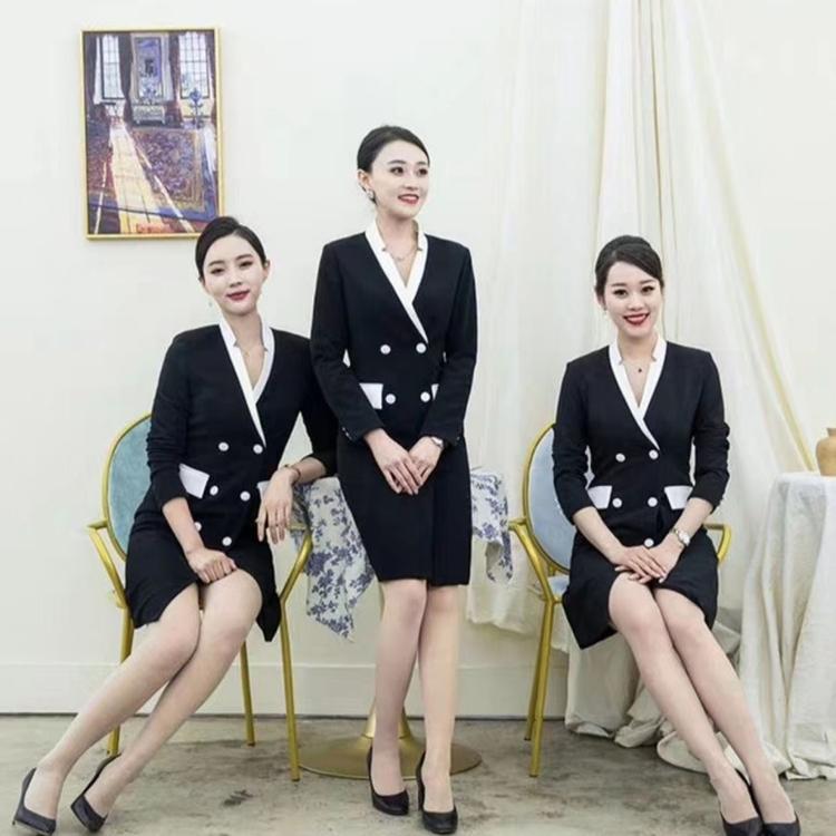 職業(yè)裝套裝新款氣質(zhì)修身珠寶店工裝  酒店前臺(tái)工作服長(zhǎng)袖襯衫女