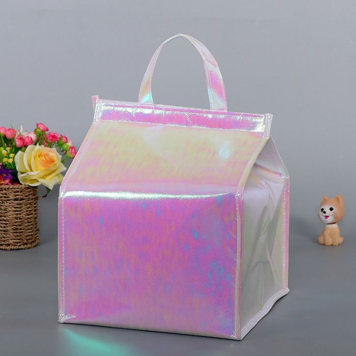 批發(fā)鐳射膜無紡布保溫包彩幻膜手提保溫包蛋糕包現(xiàn)貨鋁膜保溫包
