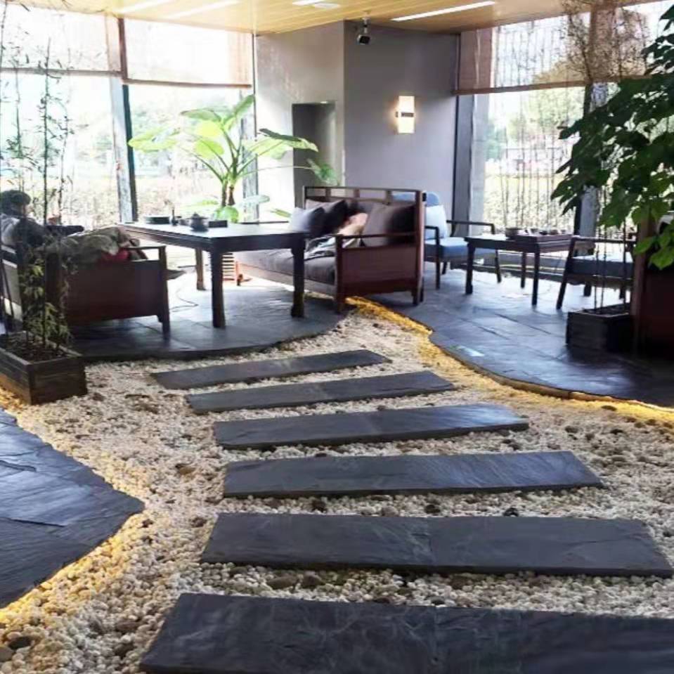 青石板材 青石板踏步石 古建地面鋪裝石材 紋理清晰造型美觀
