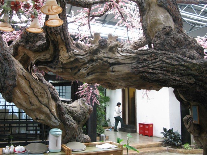 武漢假樹水泥榕樹水泥桃花樹萬形景