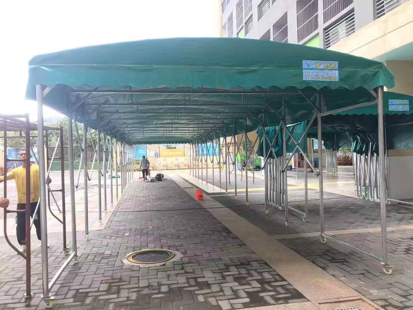 大型伸縮推拉雨棚收縮停車棚大型倉庫棚戶外排檔雨棚折疊遮陽棚