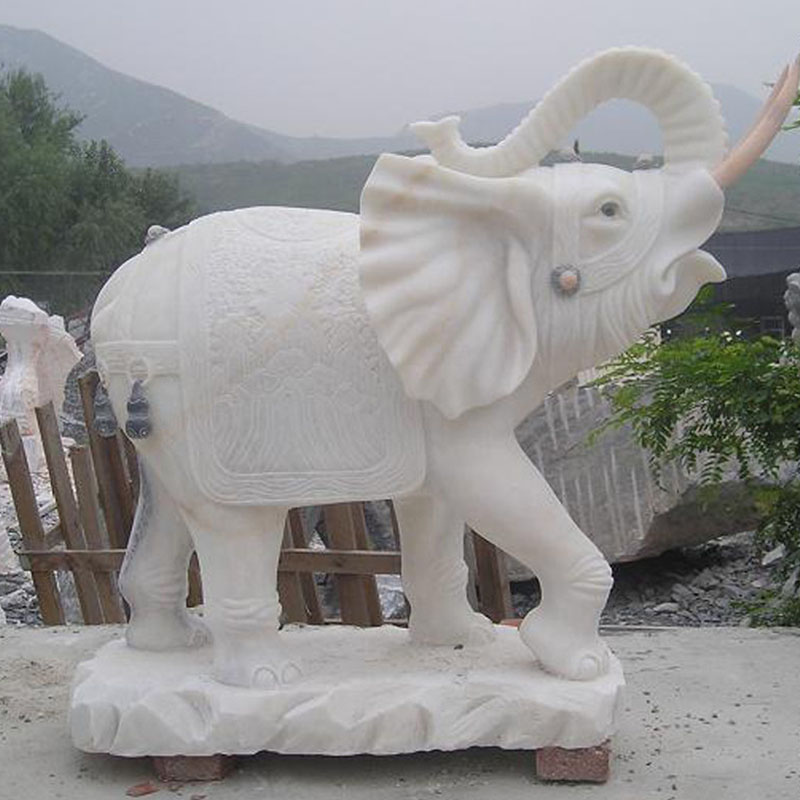 漢白玉門口吉祥如意石雕大象